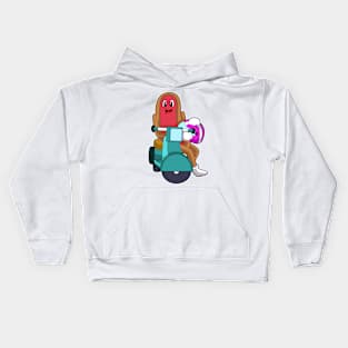 Hotdog as Biker with Scooter Kids Hoodie